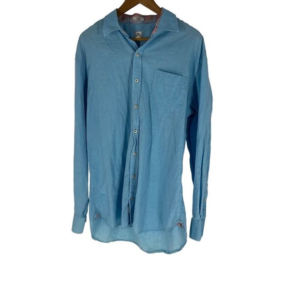 Peter Millar Long Sleeve 100% Cotton Collar Button Down Ocean Blue Men's… - Picture 1 of 14